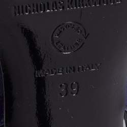 Pre Owned Nicholas Kirkwood Blue Patent Leather Mia Slingback Pumps Size 39