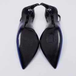 Pre Owned Nicholas Kirkwood Blue Patent Leather Mia Slingback Pumps Size 39