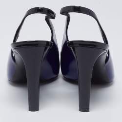 Pre Owned Nicholas Kirkwood Blue Patent Leather Mia Slingback Pumps Size 39