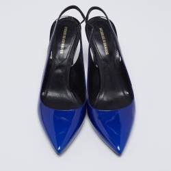 Pre Owned Nicholas Kirkwood Blue Patent Leather Mia Slingback Pumps Size 39