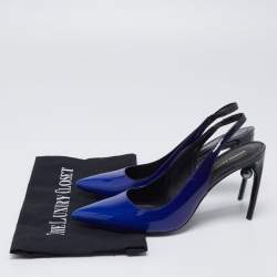 Pre Owned Nicholas Kirkwood Blue Patent Leather Mia Slingback Pumps Size 39