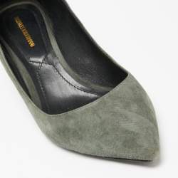Pre Owned Nicholas Kirkwood Grey Suede Studded Heel Pumps Size 39