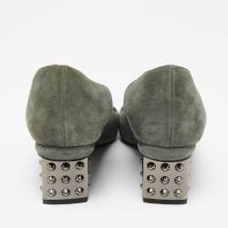 Pre Owned Nicholas Kirkwood Grey Suede Studded Heel Pumps Size 39