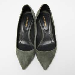 Pre Owned Nicholas Kirkwood Grey Suede Studded Heel Pumps Size 39