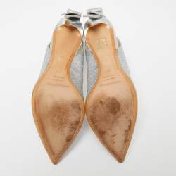Pre Owned Nicholas Kirkwood Silver Glitter And PVC Bow Pumps Size 38