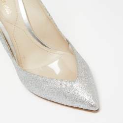 Pre Owned Nicholas Kirkwood Silver Glitter And PVC Bow Pumps Size 38