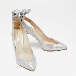 Pre Owned Nicholas Kirkwood Silver Glitter And PVC Bow Pumps Size 38