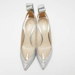 Pre Owned Nicholas Kirkwood Silver Glitter And PVC Bow Pumps Size 38
