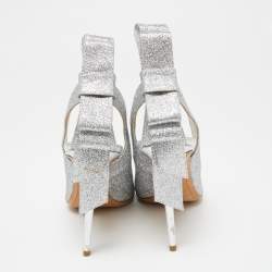 Pre Owned Nicholas Kirkwood Silver Glitter And PVC Bow Pumps Size 38