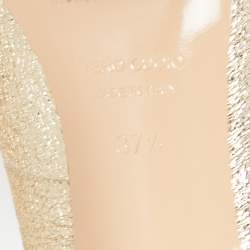 Pre Owned Nicholas Kirkwood Metallic Gold Foil Leather Pearl Embellished Pointed Toe Pumps Size 37.5