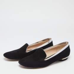 Nicholas Kirkwood Black/Silver Suede and Leather Loafers Size 41