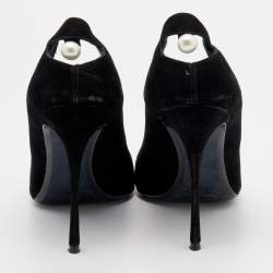 Pre Owned Nicholas Kirkwood Black Suede Pearl Embellished Pointed Toe Pumps Size 39