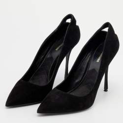 Pre Owned Nicholas Kirkwood Black Suede Pearl Embellished Pointed Toe Pumps Size 39