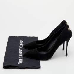 Pre Owned Nicholas Kirkwood Black Suede Pearl Embellished Pointed Toe Pumps Size 39