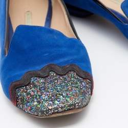 Nicholas Kirkwood Multicolor Suede And Glitter Smoking Slippers Size 38