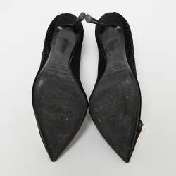 Pre Owned Nicholas Kirkwood Black Suede and Mesh Hexagon Embellished Buckle Pumps Size 39