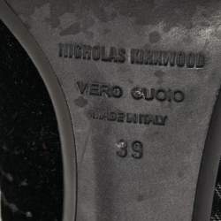 Pre Owned Nicholas Kirkwood Black Suede and Mesh Hexagon Embellished Buckle Pumps Size 39