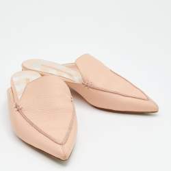 Nicholas Kirkwood Beige Leather Beya Flat Mules Size 37