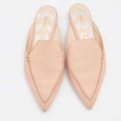 Nicholas Kirkwood Beige Leather Beya Flat Mules Size 37