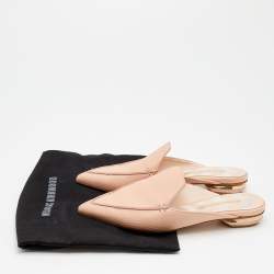 Nicholas Kirkwood Beige Leather Beya Flat Mules Size 37