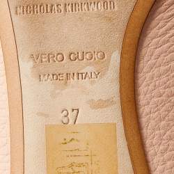 Nicholas Kirkwood Beige Leather Beya Flat Mules Size 37