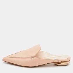 Nicholas Kirkwood Beige Leather Beya Flat Mules Size 37