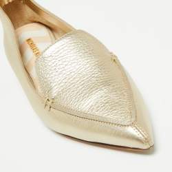 Nicholas Kirkwood Metallic Gold Leather Beya Pointed Toe Loafers Size 35.5