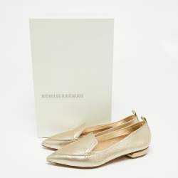 Nicholas Kirkwood Metallic Gold Leather Beya Pointed Toe Loafers Size 35.5