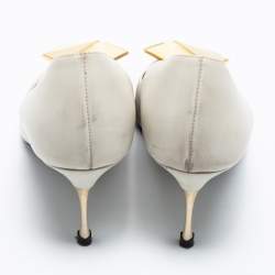 Pre Owned Nicholas Kirkwood  Off White Leather Hexagon Pointed Toe Pumps Size 38.5