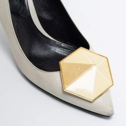 Pre Owned Nicholas Kirkwood  Off White Leather Hexagon Pointed Toe Pumps Size 38.5