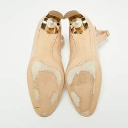 Pre Owned Nicholas Kirkwood Beige Patent Leather Lola Pearl Pumps Size 38