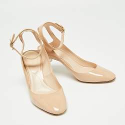 Pre Owned Nicholas Kirkwood Beige Patent Leather Lola Pearl Pumps Size 38