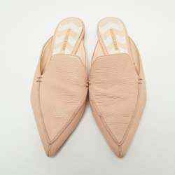 Nicholas Kirkwood Light Pink Leather Beya Pointed Toe Mules Size 39