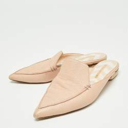 Nicholas Kirkwood Light Pink Leather Beya Pointed Toe Mules Size 39