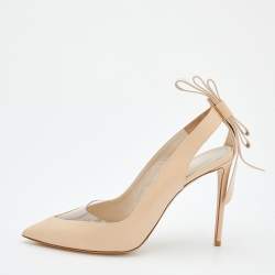 Nicholas Kirkwood Beige Leather And PVC Bow Pointed Toe Pumps Size 40.5