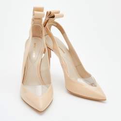 Nicholas Kirkwood Beige Leather And PVC Bow Pointed Toe Pumps Size 40.5