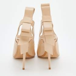 Nicholas Kirkwood Beige Leather And PVC Bow Pointed Toe Pumps Size 40.5