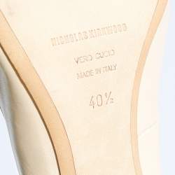 Nicholas Kirkwood Beige Leather And PVC Bow Pointed Toe Pumps Size 40.5