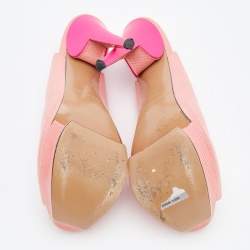 Nicholas Kirkwood Pink Lizard Embossed Leather Platform Peep Toe Slingback Sandals Size 41