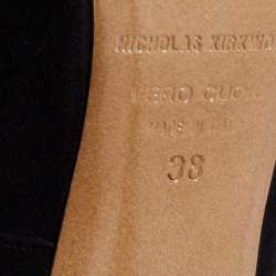 Pre Owned Nicholas Kirkwood Black/Gold Suede And Leather Platform Slingback Sandals Size 38