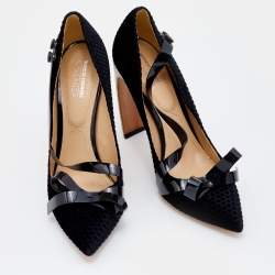 Pre Owned Nicholas Kirkwood x Roksanda Black Velvet And PVC Curved Heel Pumps Size 41