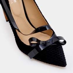 Pre Owned Nicholas Kirkwood x Roksanda Black Velvet And PVC Curved Heel Pumps Size 41