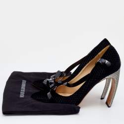 Pre Owned Nicholas Kirkwood x Roksanda Black Velvet And PVC Curved Heel Pumps Size 41