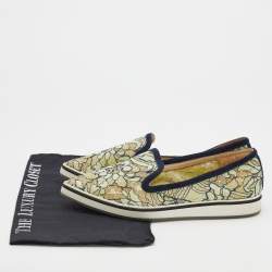 Nicholas Kirkwood Navy Blue/Green Lace and Suede Trim Alona Pointed Toe Platform Loafers Size 36