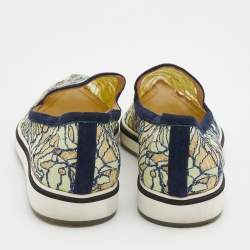 Nicholas Kirkwood Navy Blue/Green Lace and Suede Trim Alona Pointed Toe Platform Loafers Size 36