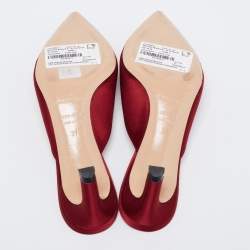 Pre Owned Nicholas Kirkwood Burgundy Satin Eden Crystal Embellished Mules Size 37