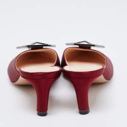 Pre Owned Nicholas Kirkwood Burgundy Satin Eden Crystal Embellished Mules Size 37