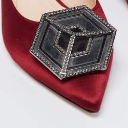 Pre Owned Nicholas Kirkwood Burgundy Satin Eden Crystal Embellished Mules Size 37