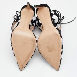 Pre Owned Nicholas Kirkwood Black/White Suede Pointed Toe Ankle Wrap Sandals Size 40