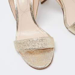 Pre Owned Nicholas Kirkwood Light Gold Textured Leather Lola Pearl Ankle-Strap Sandals Size 38